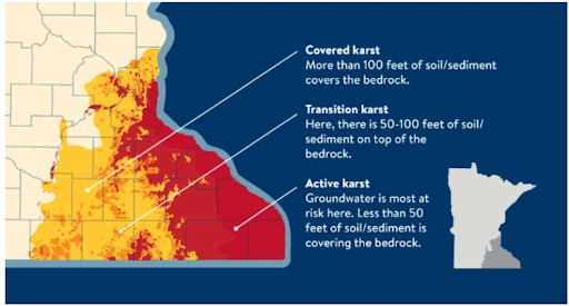 map of minnesota karst region