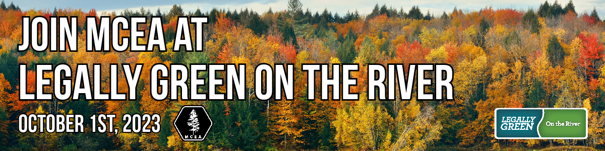 a banner of fall foliage with the words join us at legally green on the river, October first 