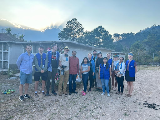 a group of people standing outside