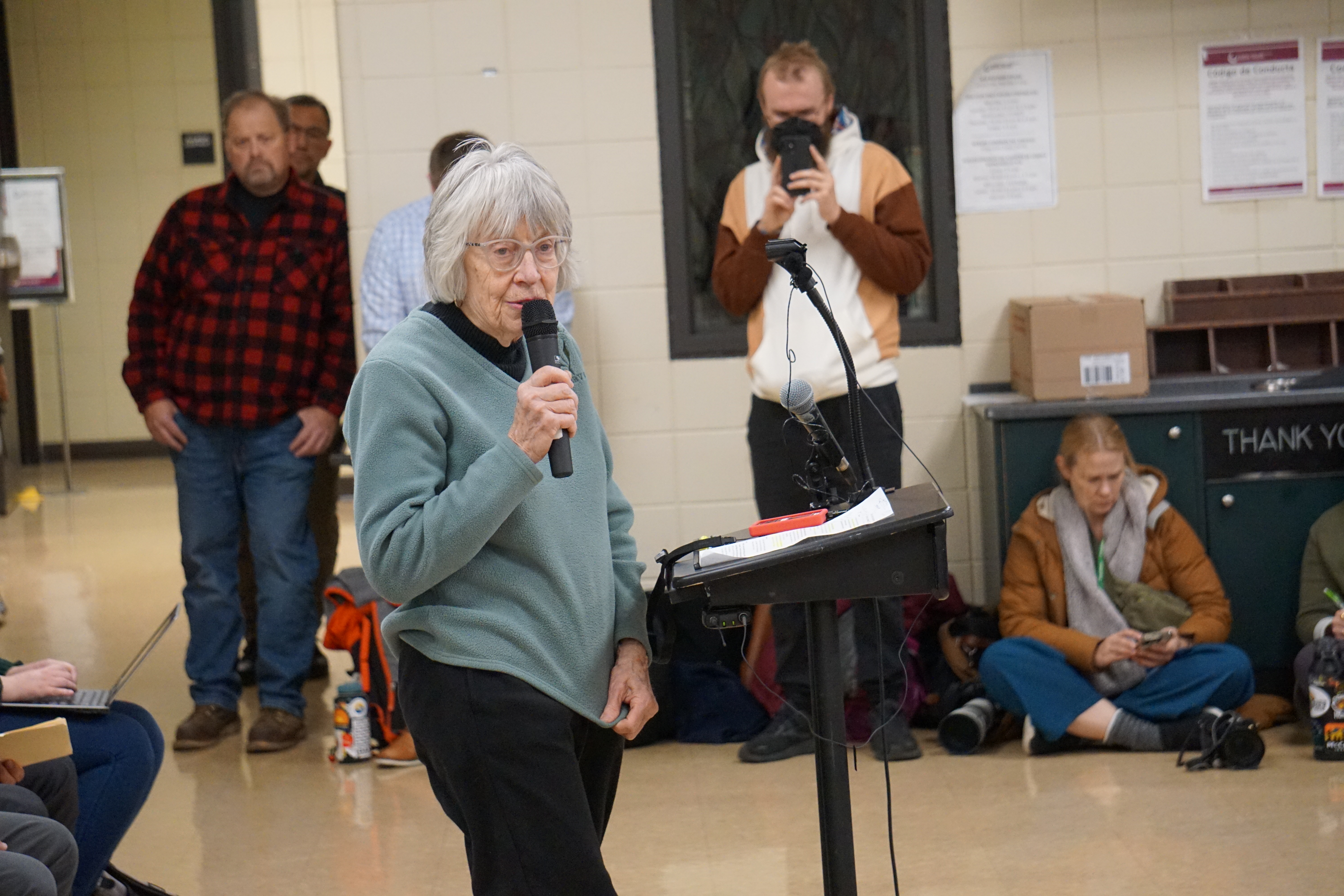 Karen Clark speaking at meeting