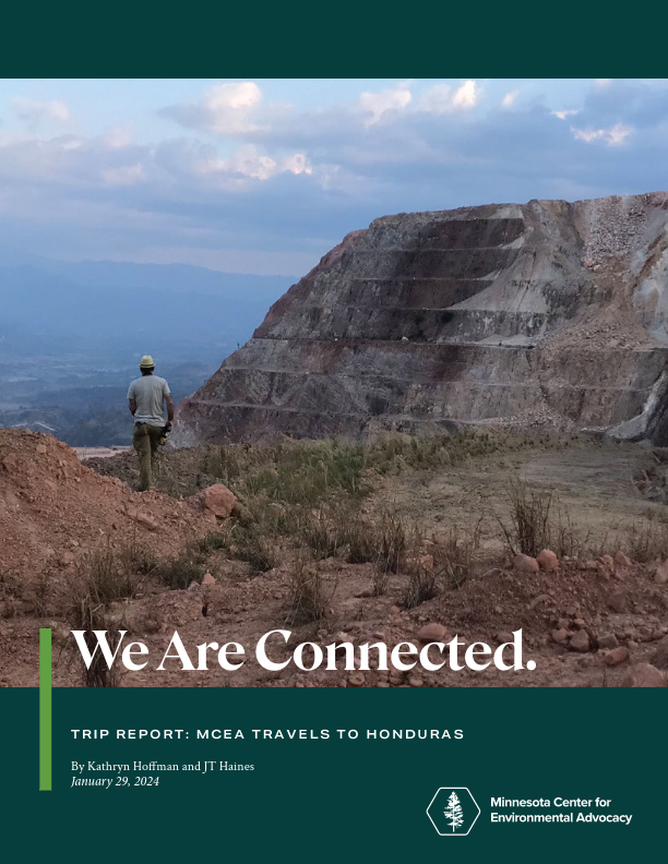 image of the front of the report with a photo of a person standing in an open landscape in honduras