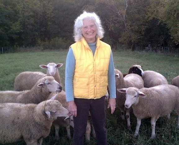 Beth Slocum stands with some of her sheep at her small sheep farm in Vasa, Minn.jpg
