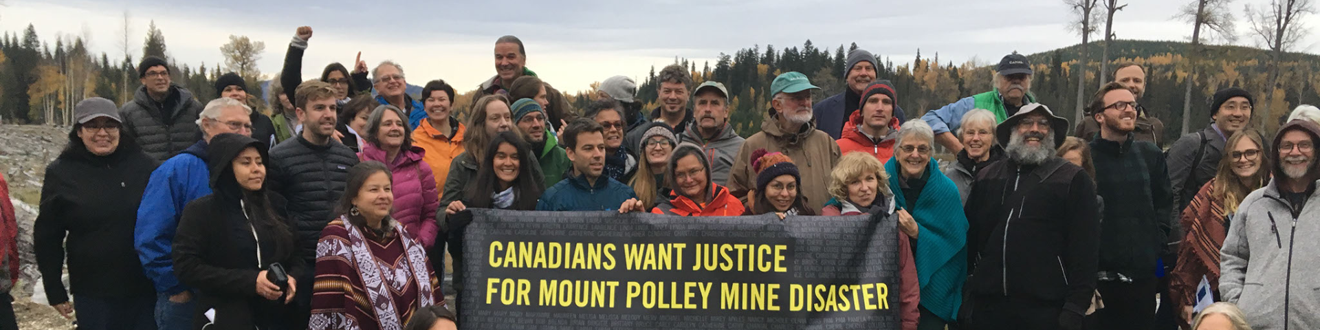 Canadian protesters gathered for a group photo