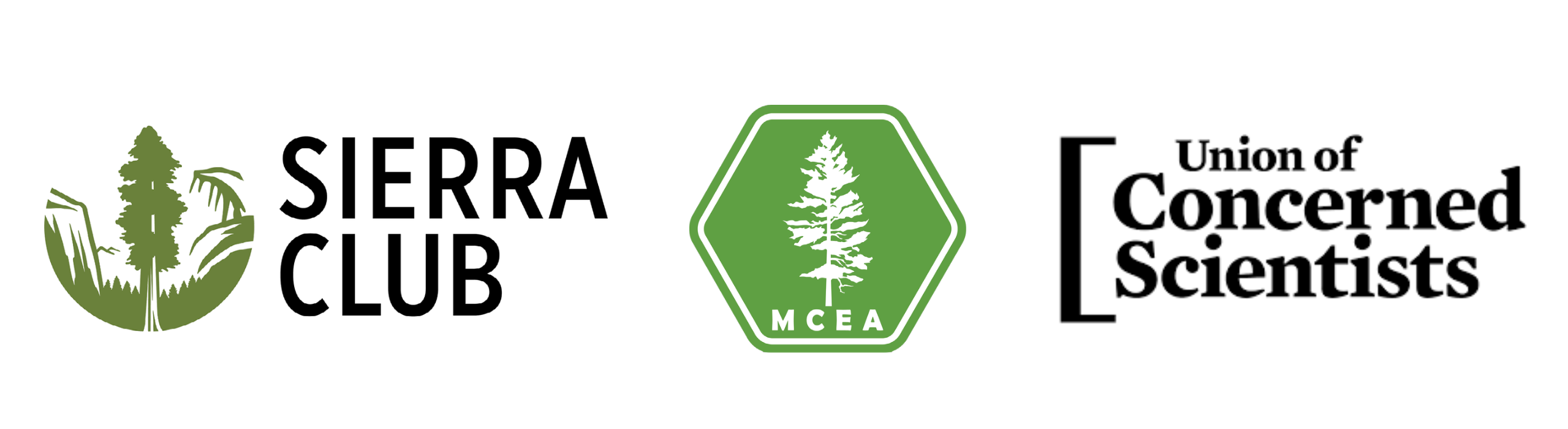 Logos of Sierra Club, MCEA, and UCS