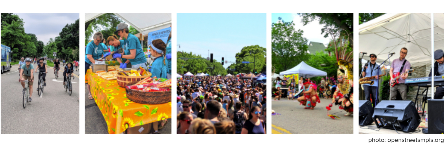 People at tabled in Open Streets Minneapolis