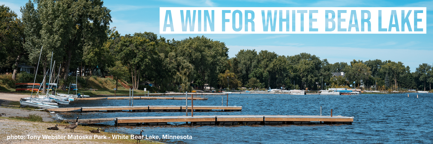 A win for white bear lake with photo of Matoska Park by Tony Webster in the background 