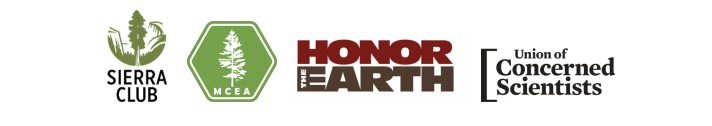 logos of MCEA, Honor the Earth, Union of Concerned Scientists, Sierra Club