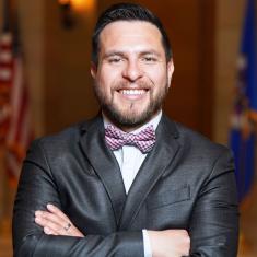 photo of juventino meza, smiling in a bowtie