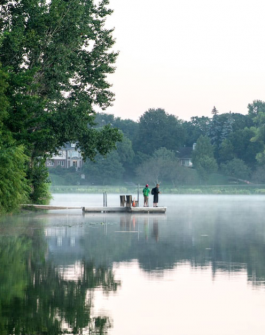 fishing on lake shore