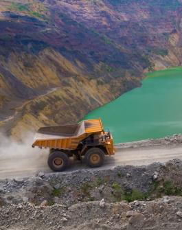 Dump truck near mine pit