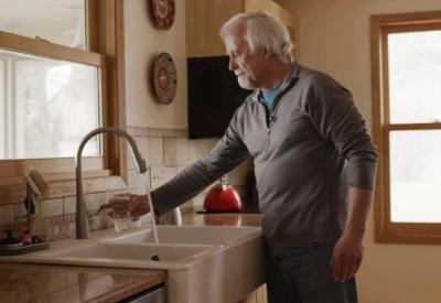 a man getting water 