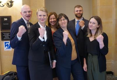 MCEA lawyers at court