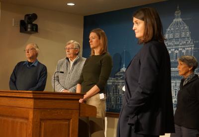 group in press room at the capitol
