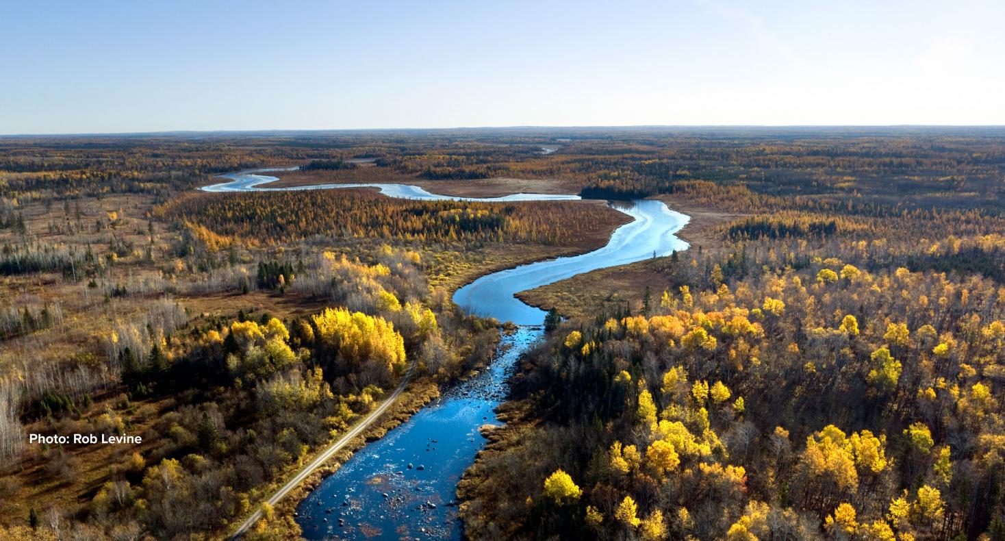 The upper St. Louis River near Skibo Landing, in the vicinity of the proposed PolyMet copper sulfide mine. Photo courtesy of Rob Levine.