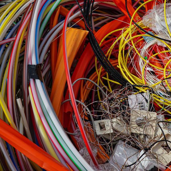 multi-colored e-waste cables