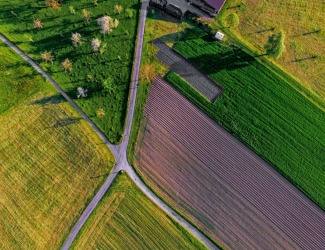 drone view of farmland