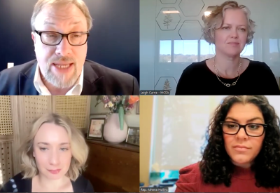 four people in a zoom window 