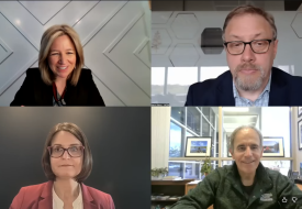split zoom screen of four panelists from webinar