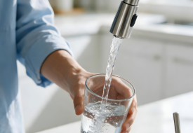 person getting water from kitchen sink