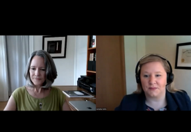 screenshot of webinar with M C E A staff member Melissa Partin on left and Amelia Vohs on right